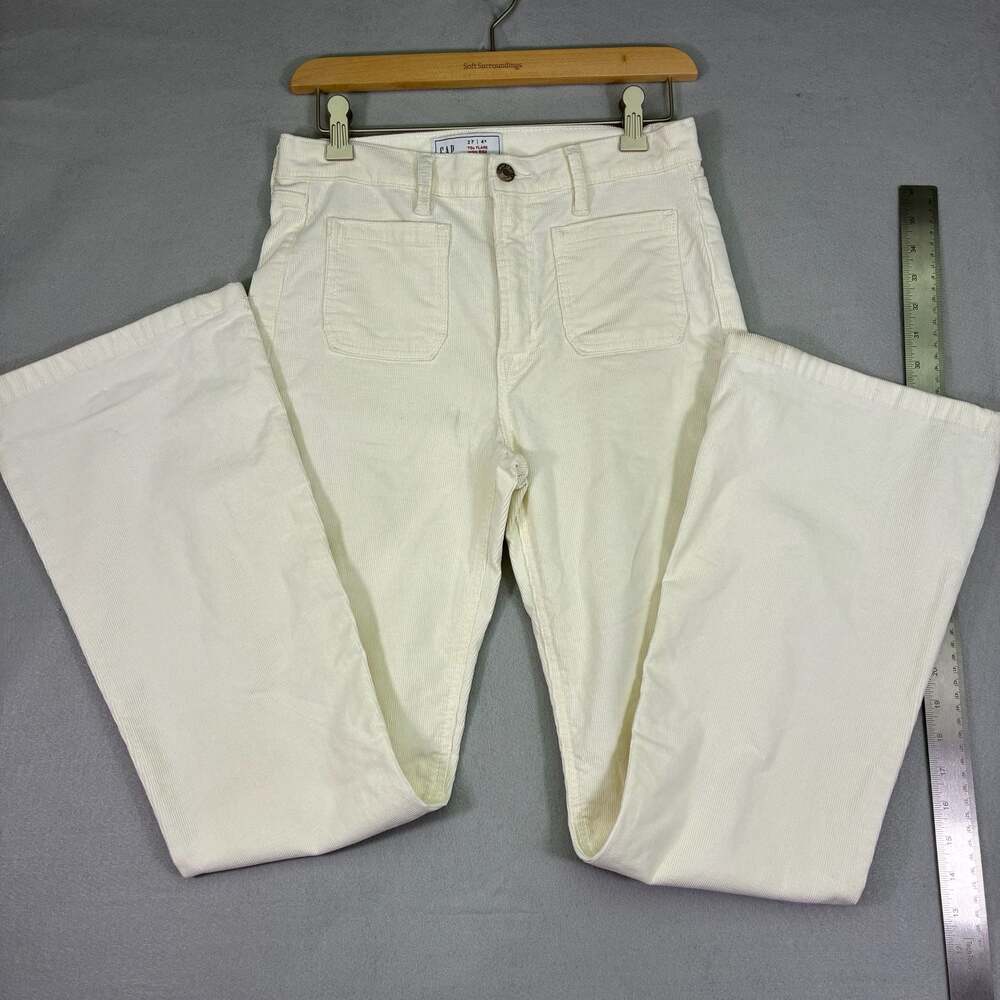 Gap 70s Flare High Rise White Corduroy Pants